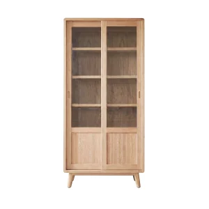 MORiii 微風滑門玻璃高櫃 | 藤編實木玻璃門片訂製 窄空間收納櫃 - family35